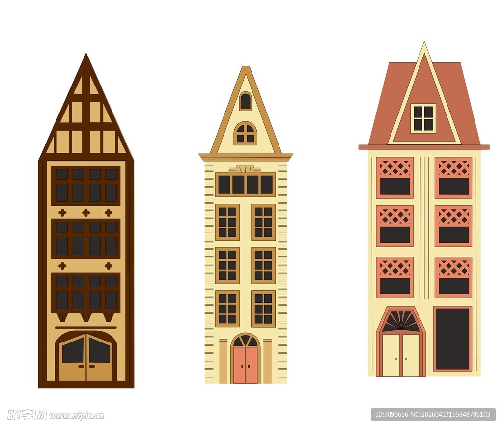 欧式复古塔楼建筑插画
