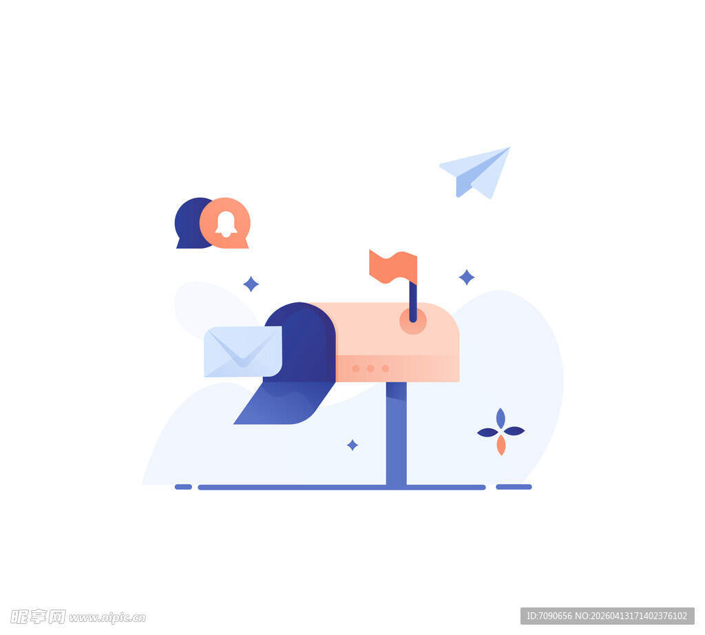 邮箱接收信件插画