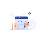 在线购物场景插画