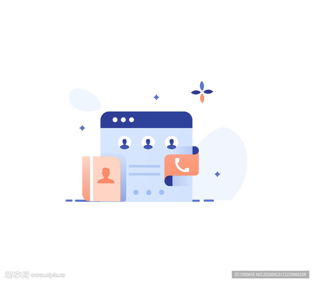 在线购物场景插画