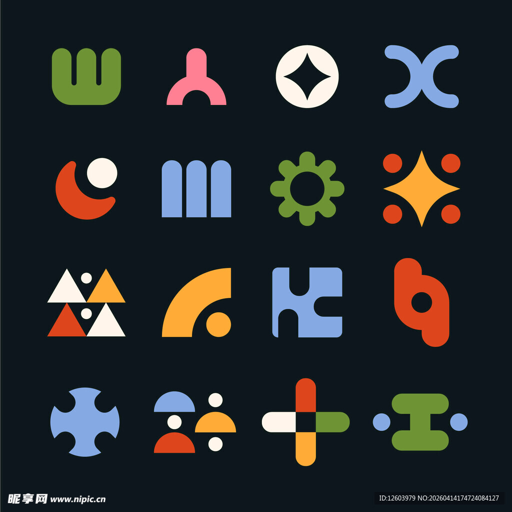 多彩创意几何图形图标集