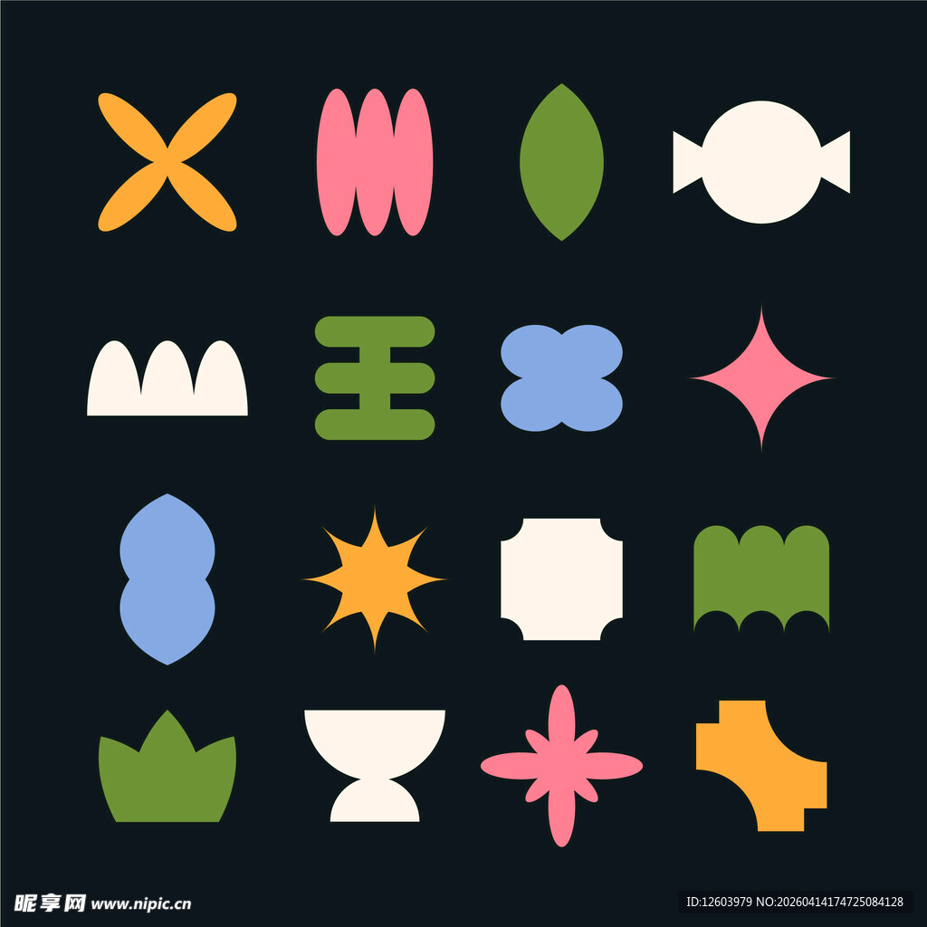 多彩几何形状图标集合