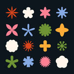 多彩花朵形状图案集合