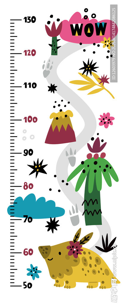儿童身高测量卡通墙贴图案