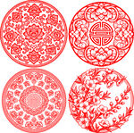 传统中式红色花纹圆形图案