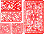 中式传统红色几何花纹图案