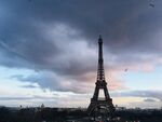 巴黎埃菲尔铁塔城市景观黄昏