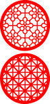中式红色镂空圆形装饰