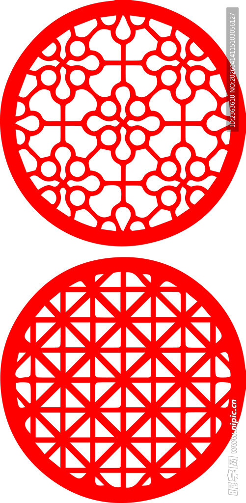 中式红色镂空圆形装饰