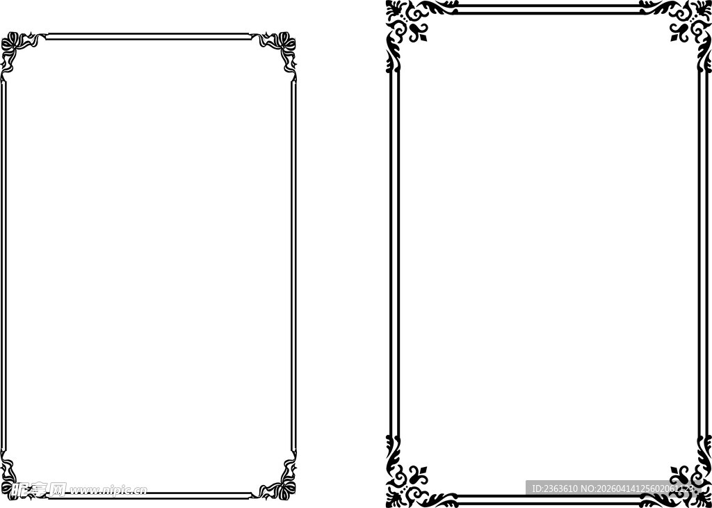 复古花纹边框设计元素