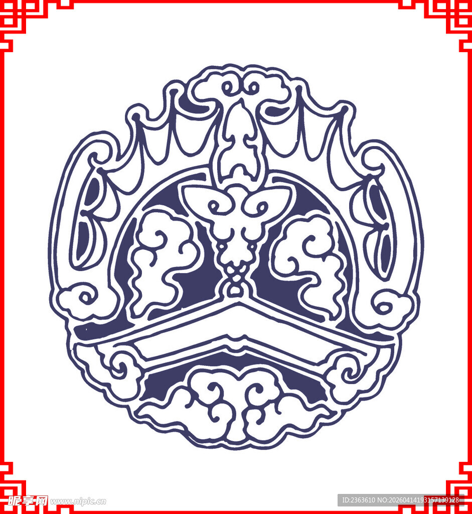 传统中式精美对称纹饰图案