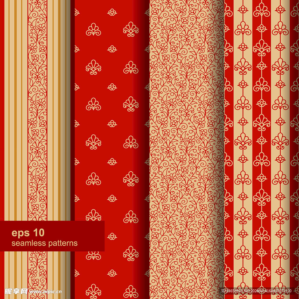 喜庆红色系花纹图案背景