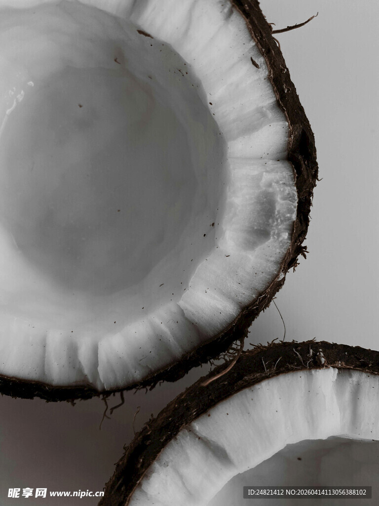 切开的椰子内部特写