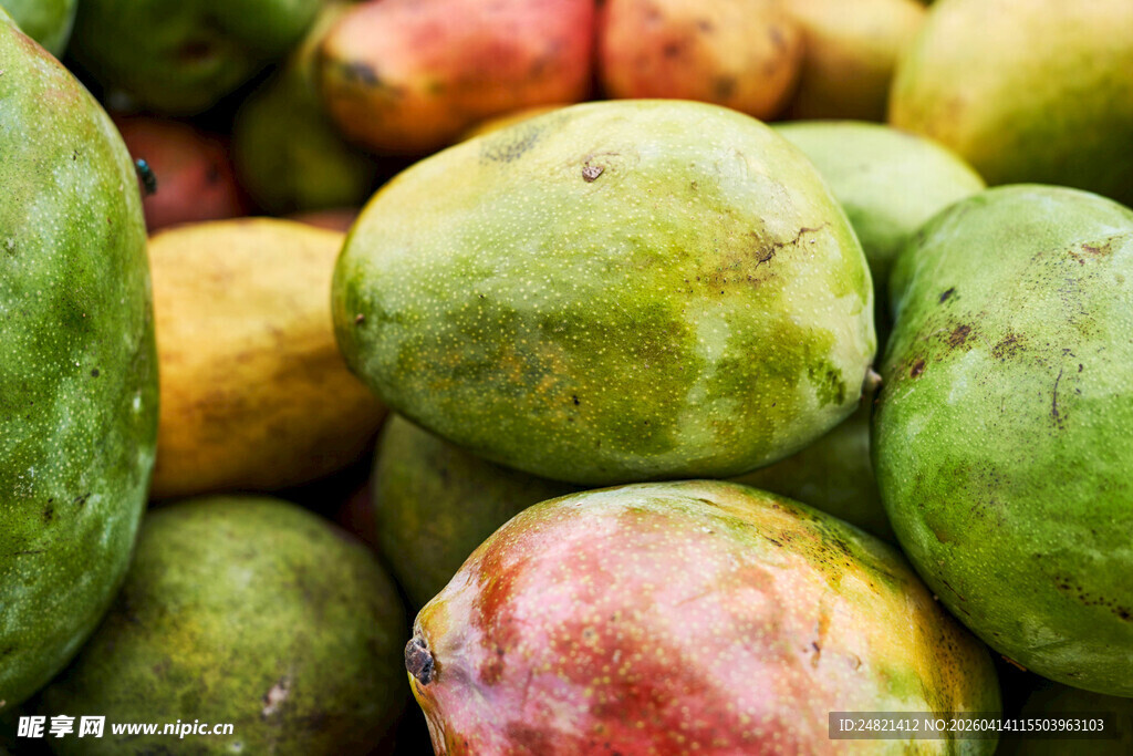 多彩新鲜芒果堆叠