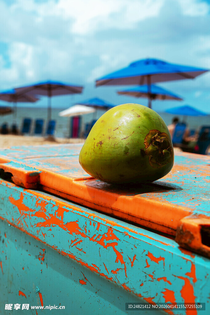 海边桌上的青椰子