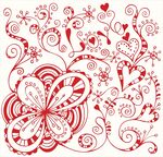 浪漫红色花卉爱心装饰图案