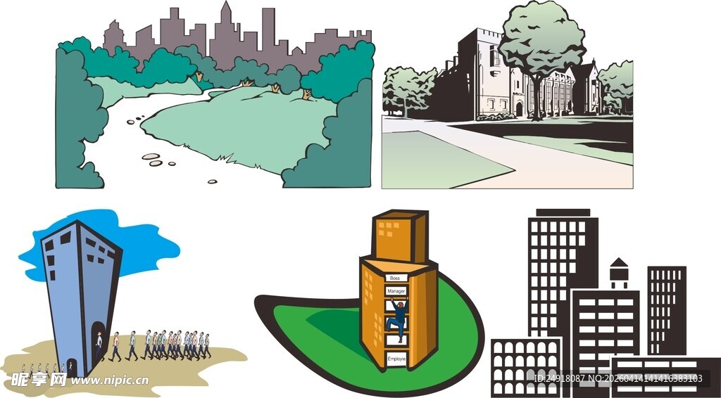 城市景观与建筑元素集合