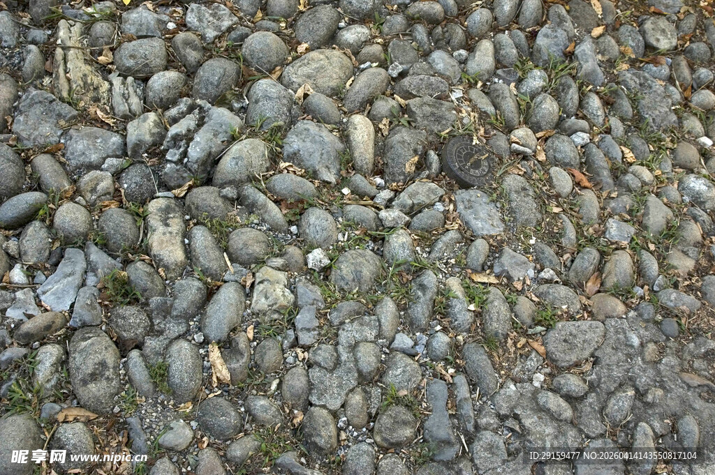 鹅卵石路面纹理特写
