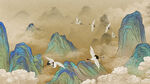中国风仙鹤山水背景