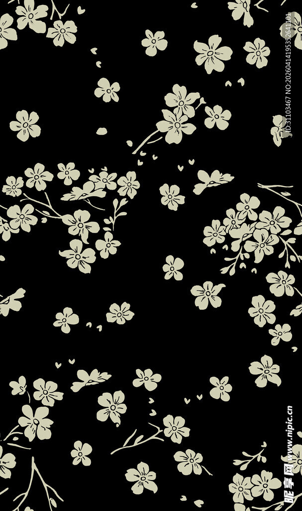 黑色背景小碎花图案