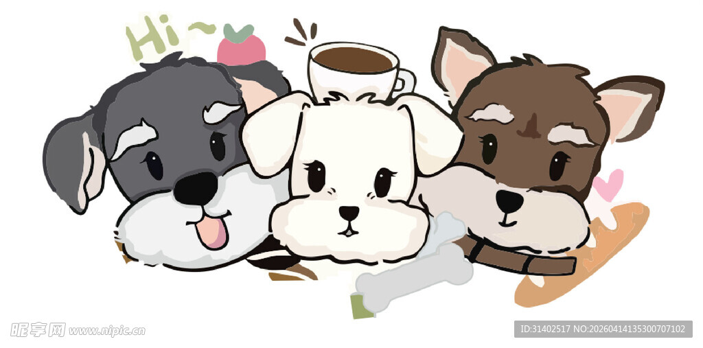 三只萌宠狗狗的可爱瞬间