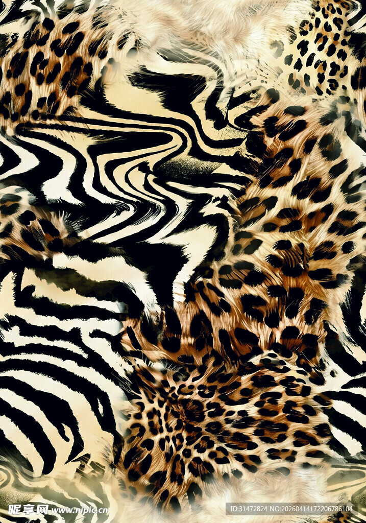 豹纹斑马纹混合时尚图案