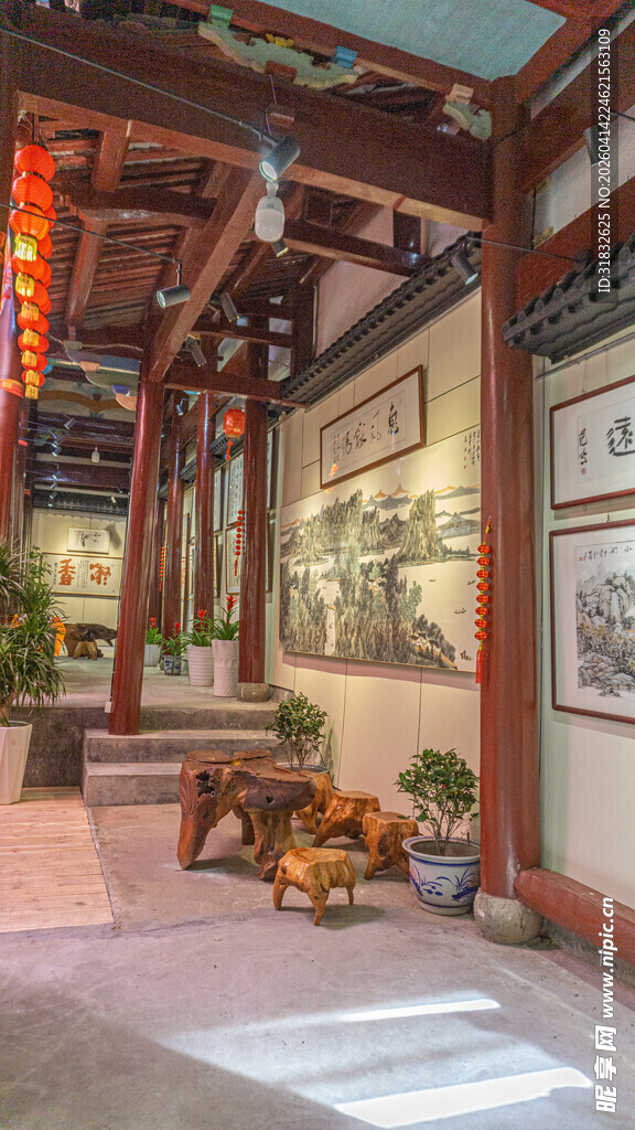 中式庭院回廊雅致景致