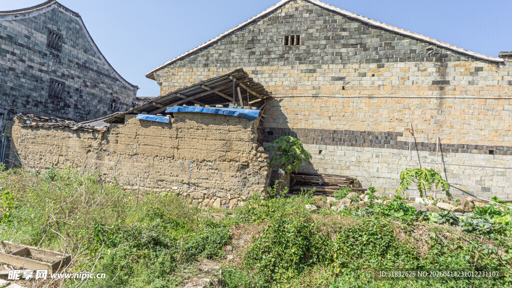 老旧荒废房屋 杂草丛生