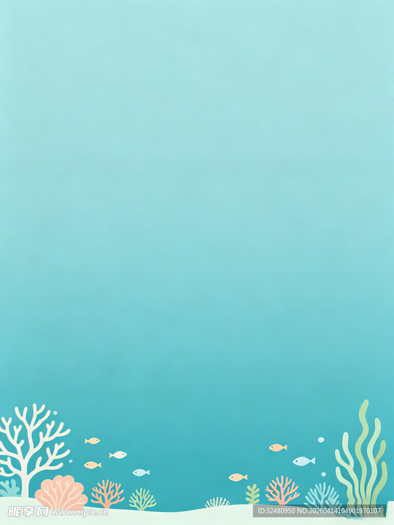 浅蓝色海底珊瑚背景图