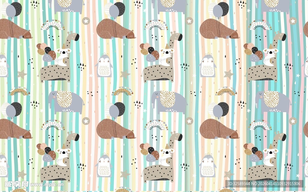 几何条纹动物图案布料