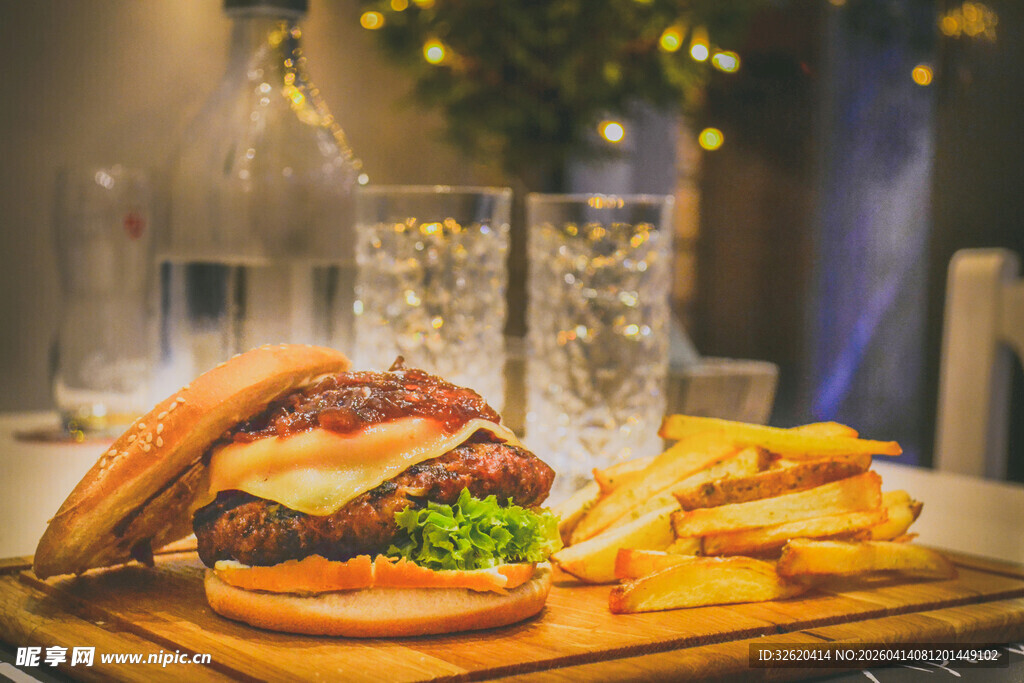 美味汉堡与薯条