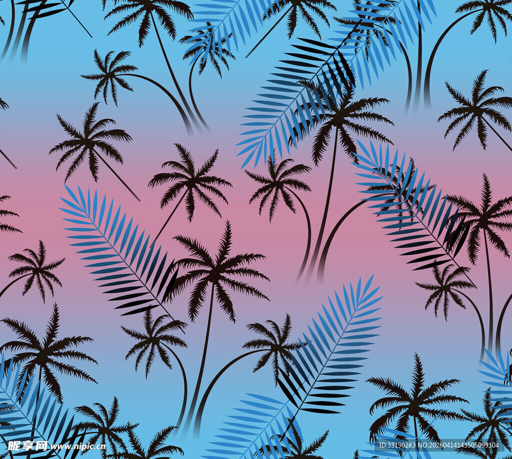 热带棕榈叶渐变背景图案