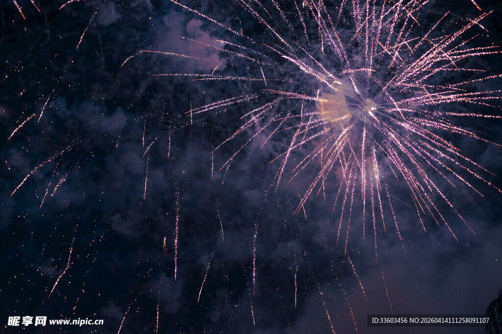 夜空中绚烂绽放的烟花