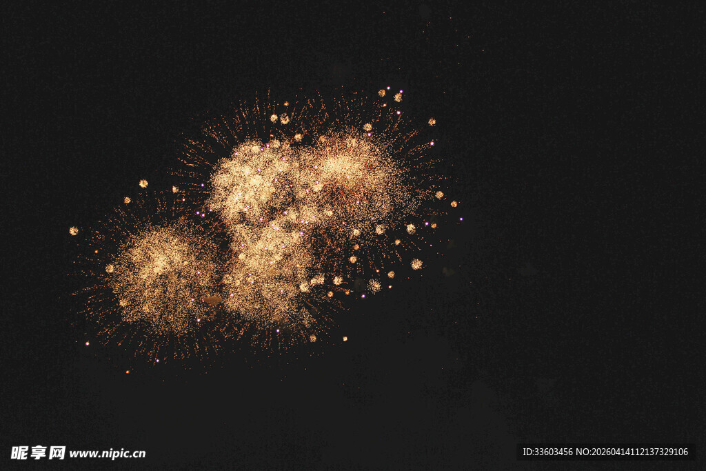 夜空中绚烂的金色烟花