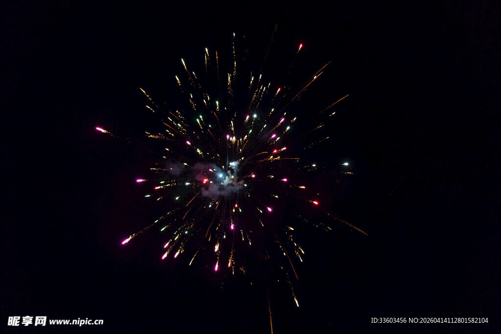 夜空中绚烂的烟花绽放