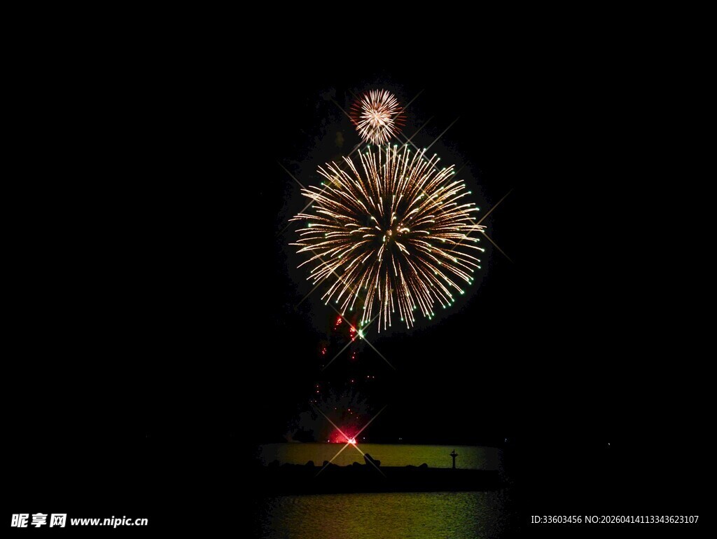 夜空中绽放的绚丽烟花