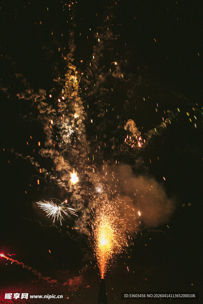 夜空中绚烂的烟花绽放