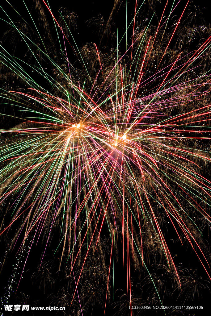绚丽多彩烟花绽放瞬间