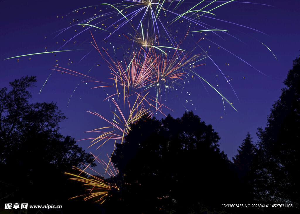 夜空绽放绚烂烟花