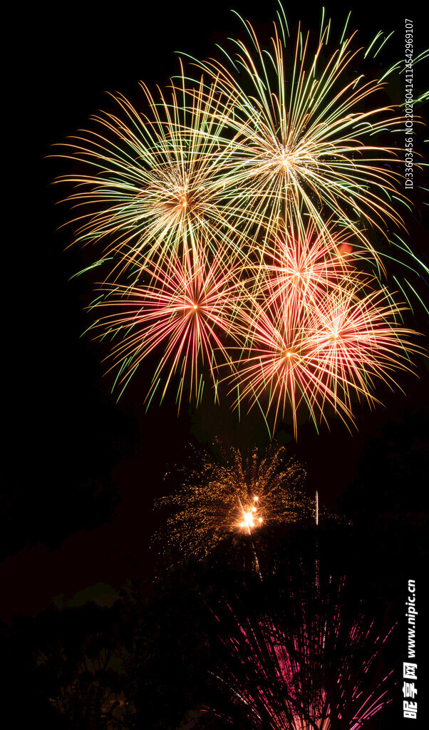 夜空中绚烂的烟花绽放