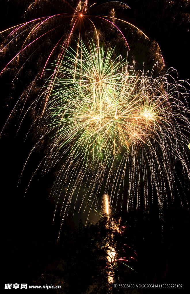 夜空中绚烂的烟花绽放