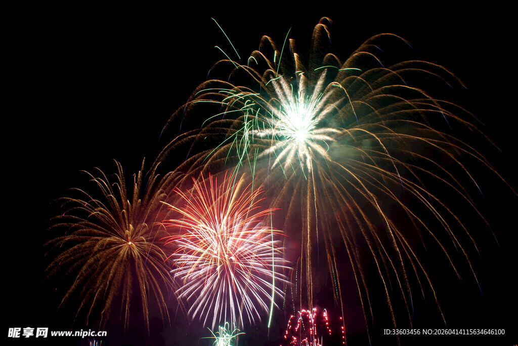 绚丽烟花绽放夜空