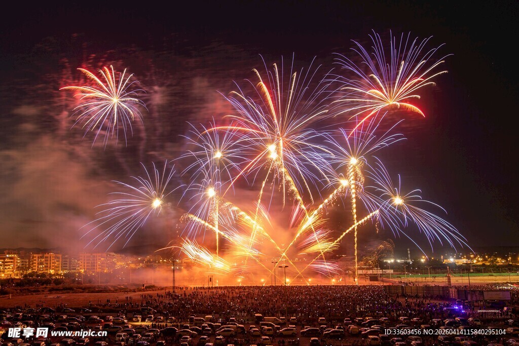 绚烂烟花绽放夜空美景