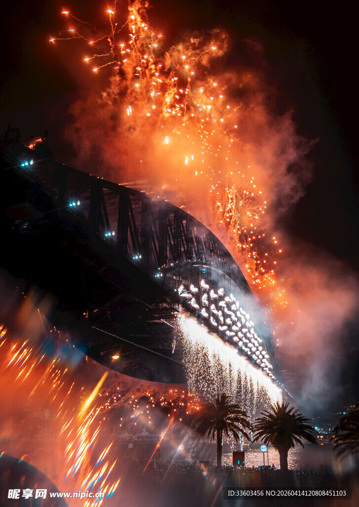 体育场烟花秀璀璨瞬间