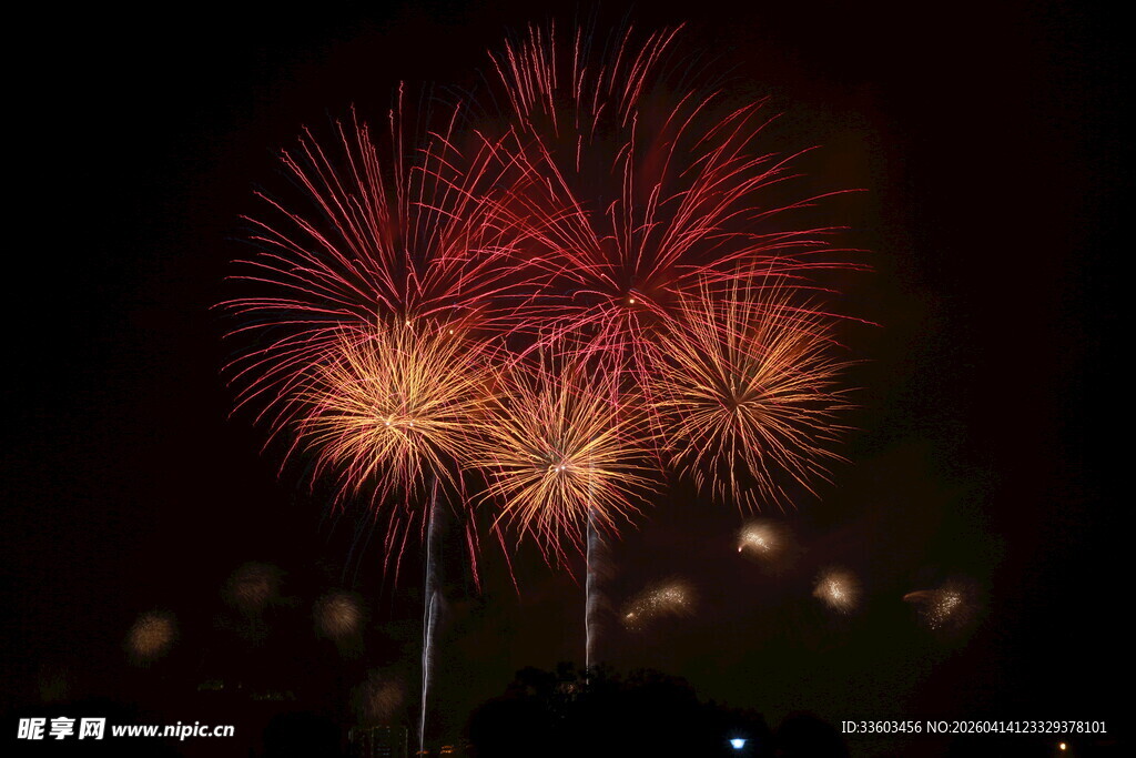 夜空中绚烂的烟花绽放