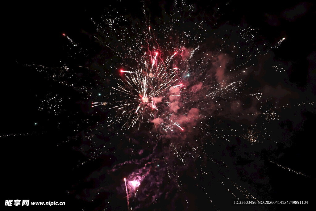 夜空中绚丽绽放的烟花