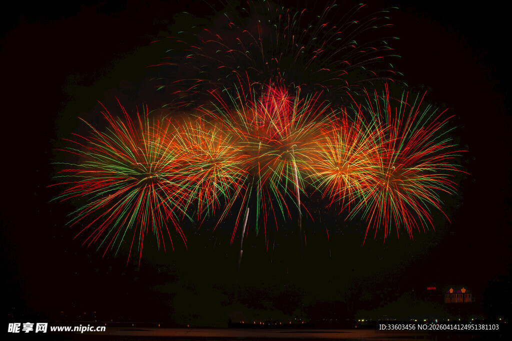 绚丽烟花绽放夜空