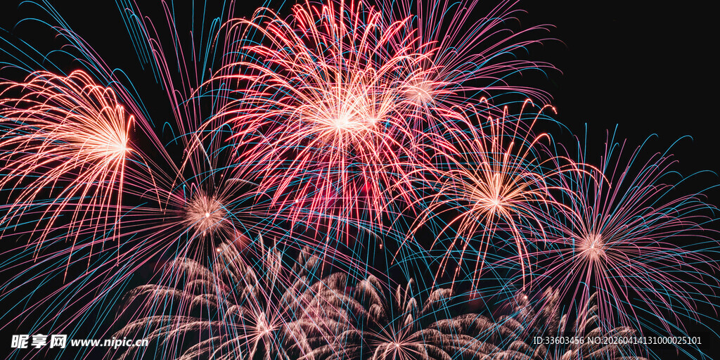 绚丽烟花绽放夜空