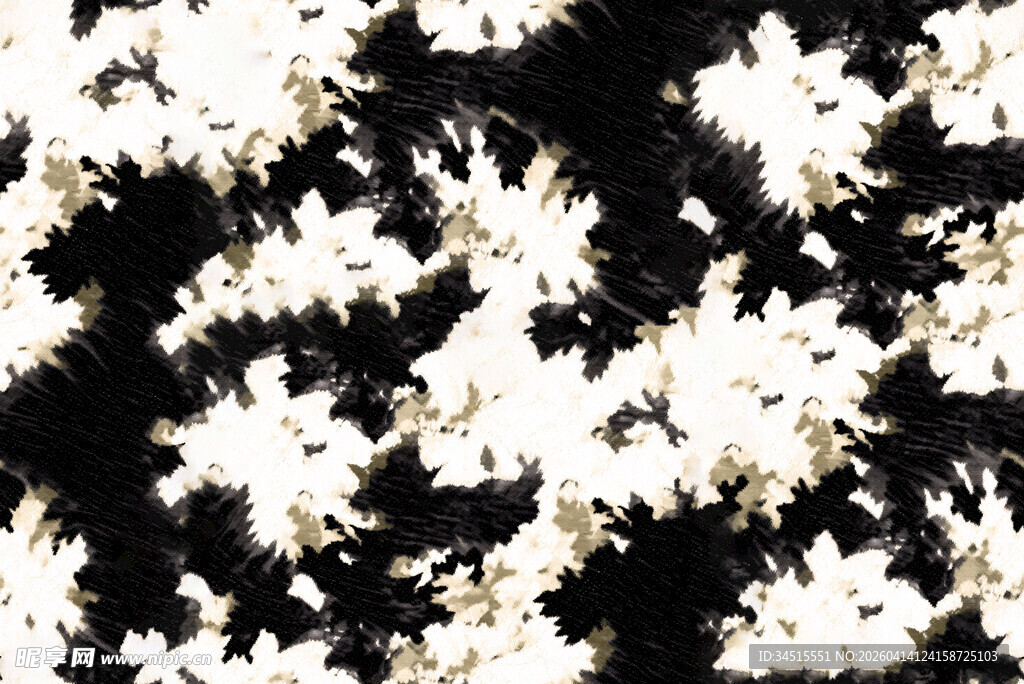 黑白花卉抽象图案纹理