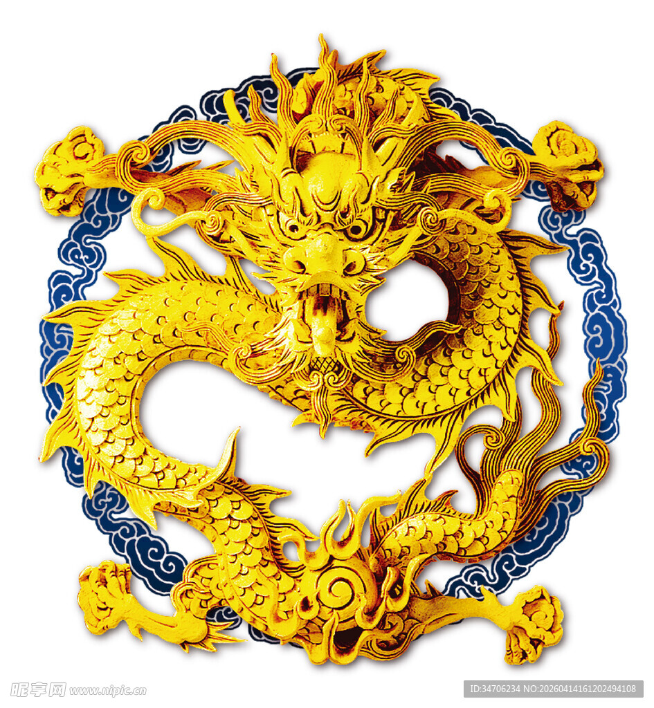 金色盘龙装饰图案